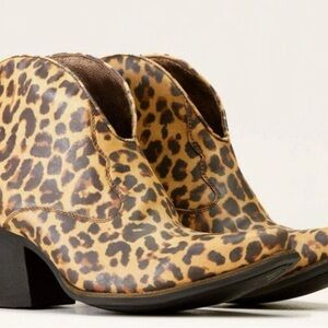 Ariat Leopard Print Ankle Booties in Tan and Brown